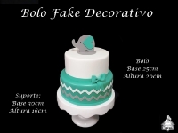 Bolo Fake Decorativo + Suporte Branco 
