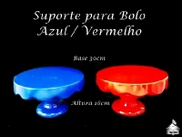 Suporte para Bolo Azul/Vermelho 30cm diâmetro - 16cm Altura